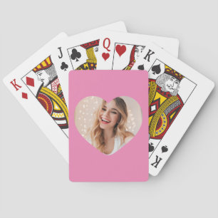 Ihr Foto auf dem personalisierten Herzen rosa Spielkarten