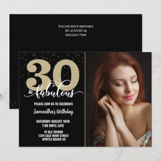 Ihr Foto Black Gold 30 fabelhafte Geburtstagsparty Einladung