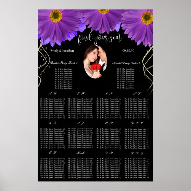 Ihr Foto Black & Plum Gerber Daisy Seekarte Poster (Vorne)