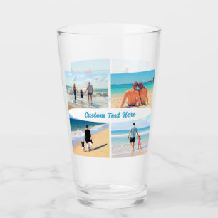Ihr Foto Collage Glass Geschenk mit eigenem Text Glas