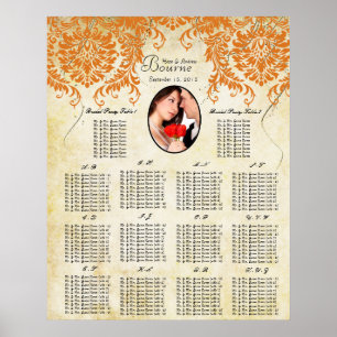 Ihr Foto Coral Damask Gold Seekarte Poster