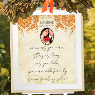 Ihr Foto Coral Damask Gold Sitzordnung Poster