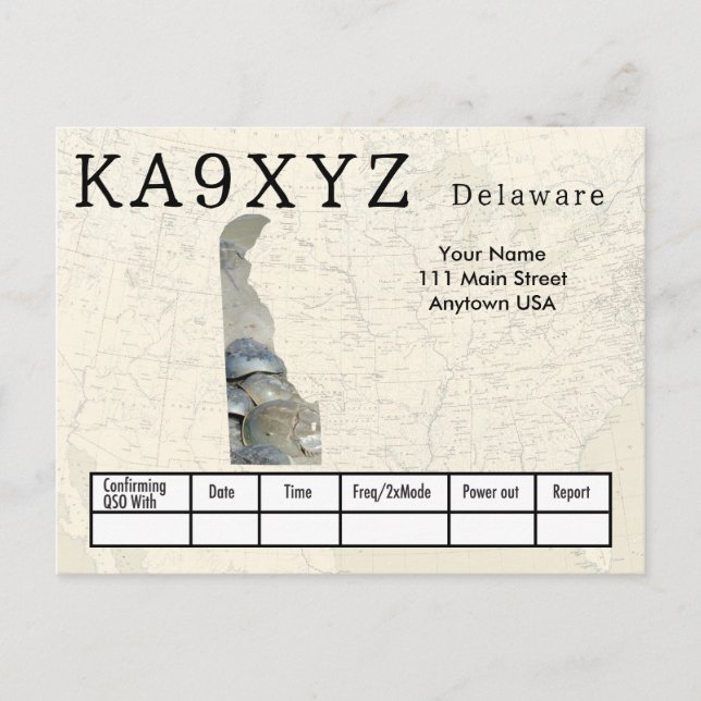 Ihr Foto Delaware Shaped Cutout Custom QSL Postkarte (Vorderseite)