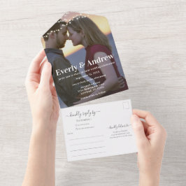 Ihr Foto Einfache moderne String Lights Hochzeit All In One Einladung
