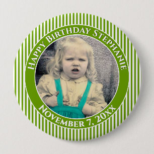 Ihr Foto Einfache Streifen Muster Schwarz/Weiß Button