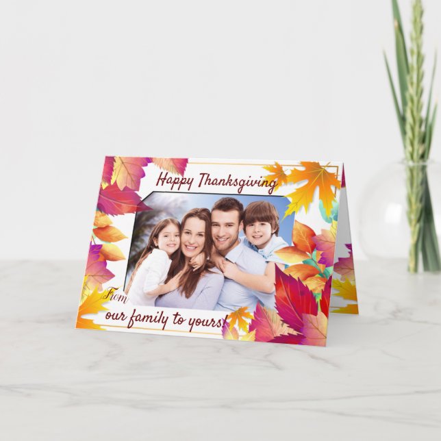 Ihr Foto Farbige Blätter Erntedank Karte (Vorderseite)