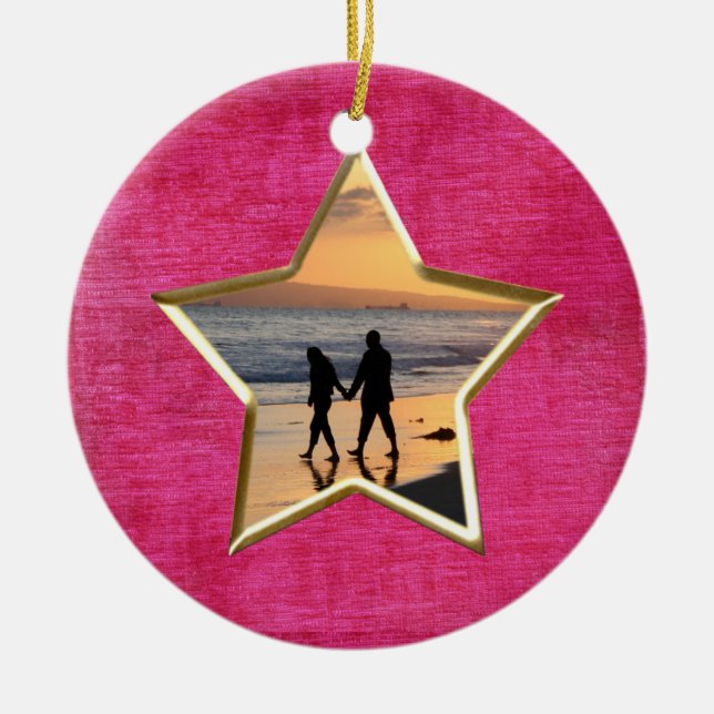 Ihr Foto: Fuchsia Star-Shape-Bilderrahmen Keramik Ornament (Vorne)