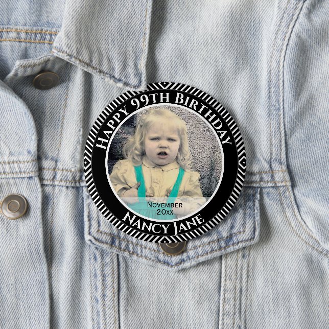 Ihr Foto: Geometrische Diagonallinien Schwarz & We Button (Beispiel)