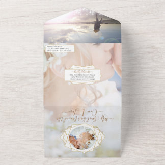 Ihr Foto geometrischer Abstrakter Goldrahmen All In One Einladung