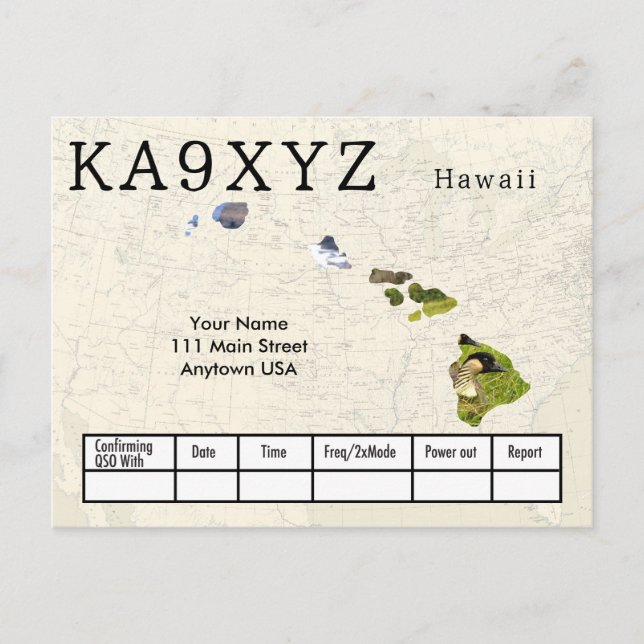 Ihr Foto Hawaii Shaped Cutout Custom QSL Postkarte (Vorderseite)