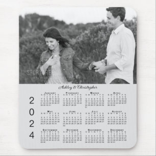 Ihr Foto heißt Personalisiert Gray 2024 Kalender Mousepad