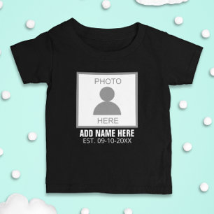Ihr Foto hier Name und Alter Baby T-shirt