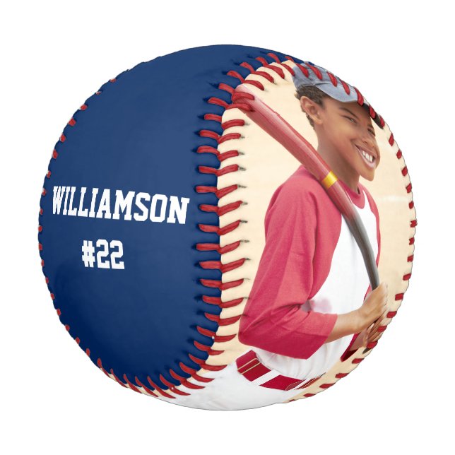 Ihr Foto, Ihr Textblau oder Ihre Auswahlfarbe Baseball (Schrägansicht)