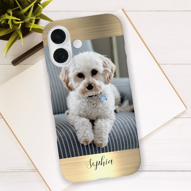 Ihr Foto, Imitats Gold Metal und Script Name Case-Mate iPhone Hülle (Von Creator hochgeladen)