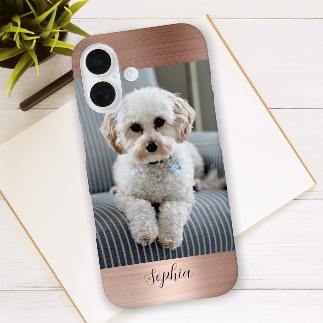 Ihr Foto, Imitats Rose Gold Metal & Script Name Case-Mate iPhone Hülle (Von Creator hochgeladen)