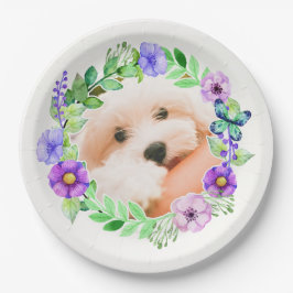 Ihr Foto in Blume-Rahmen-Tellern Pappteller