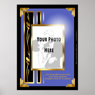 Ihr Foto in einem Blue Art Deco Frame Poster