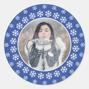 IHR FOTO in einem Snowflake Frame Aufkleber