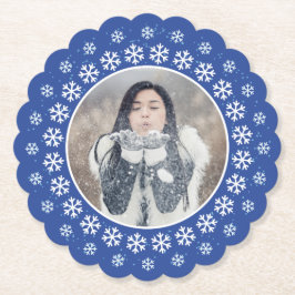 IHR FOTO in einem Snowflake-Frame-Untersetzer Untersetzer