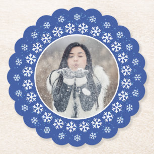 IHR FOTO in einem Snowflake-Frame-Untersetzer Untersetzer