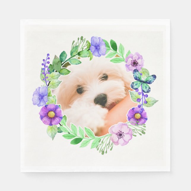 Ihr Foto in einer Blume Rahmen Papierservietten (Vorderseite)