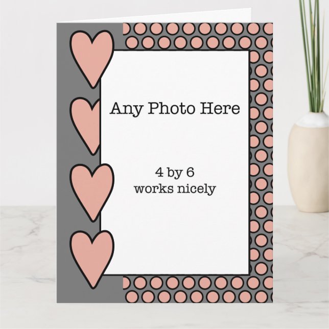 Ihr Foto in einer grauen und pfirsichfarbenen Vate Karte (Vorderseite)