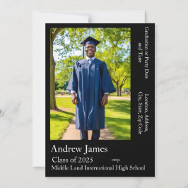 Ihr Foto in Schwarz - Klasse 2025 Magneteinladung