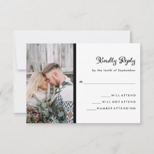 Ihr Foto in Schwarz und Weiß Hochzeit RSVP Karte