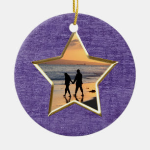 Ihr Foto: Lila Star-Form-Bildrahmen Keramik Ornament