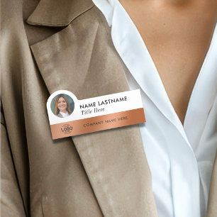 Ihr Foto Logo Sleek Imitats Kupfer weißen Sleek Namensschild