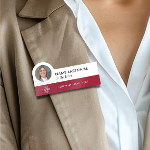 Ihr Foto Logo Titel Elegant Burgundy White Namensschild
