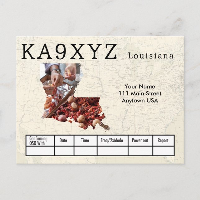 Ihr Foto Louisiana Shaped Cutout Custom QSL Postkarte (Vorderseite)