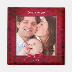 Ihr Foto   Lux Texturrahmen mit roter Textur Magnet