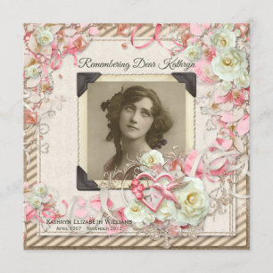 Ihr Foto Memorial Service Elegante Rose Perlen Einladung