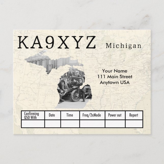 Ihr Foto Michigan Shaped Cutout Custom QSL Postkarte (Vorderseite)