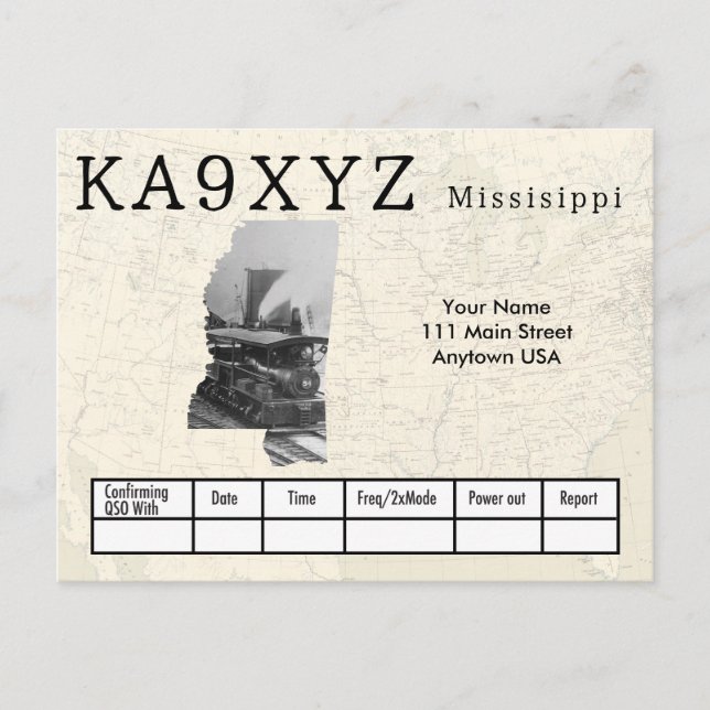 Ihr Foto Mississippi Shaped Cutout Custom QSL Postkarte (Vorderseite)