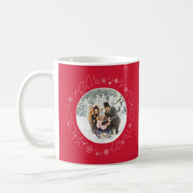 Ihr Foto mit Original Handrawn Weihnachtskranz Kaffeetasse (Links)