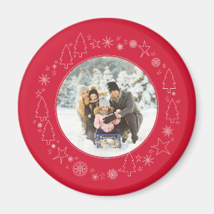 Ihr Foto mit Original Handrawn Weihnachtskranz Magnet
