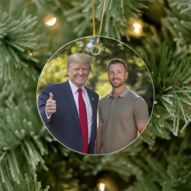 Ihr Foto mit Präsident Donald Trump 2024 Funny Keramik Ornament (Baum)