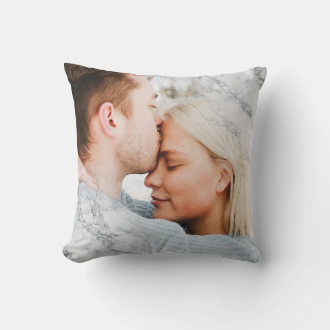 Ihr Foto mit weißem Marmor Kissen (Vorderseite)