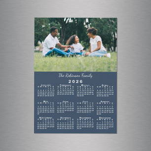 Ihr Foto Name Benutzerdefiniert Blau 2026 Kalender Magnetkarte