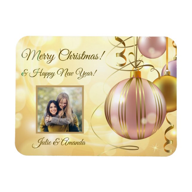 IHR Foto & Name(n) Weihnachtsbälle-Magnet Magnet (Horizontal)