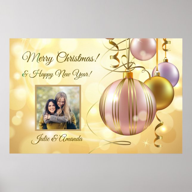 IHR Foto & Name(n) Weihnachtsbälle Plakat (Vorne)