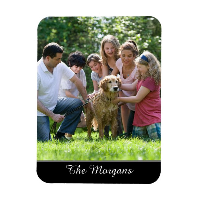 Ihr Foto & Name oder Ihre Meldung in weißem Skript Magnet (Vertikal)