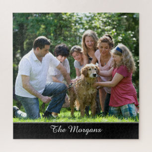 Ihr Foto & Name oder Ihre Meldung in weißem Skript Puzzle