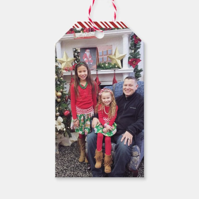 IHR FOTO & Name Set von 10 großen Weihnachtsfeiert Geschenkanhänger (Vorderseite)