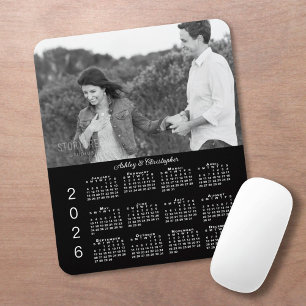 Ihr Foto Namen Personalisierter schwarzer Kalender Mousepad