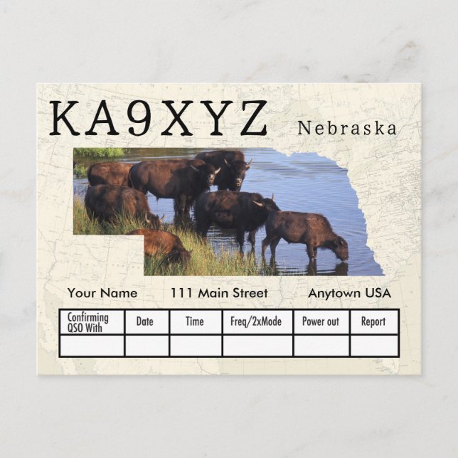 Ihr Foto Nebraska formt Cutout Custom QSL Postkarte (Vorderseite)