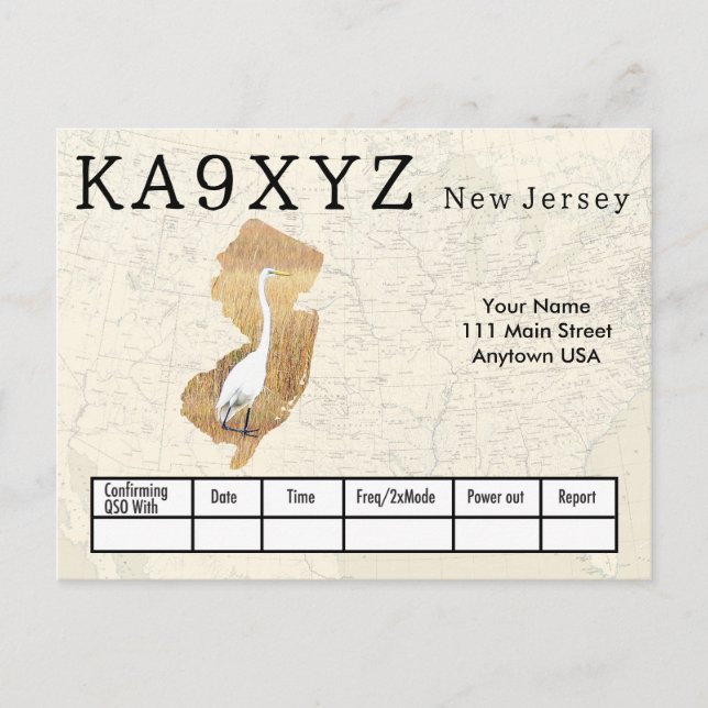 Ihr Foto New Jersey Shaped Cutout Custom QSL Postkarte (Vorderseite)