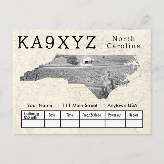 Ihr Foto North Carolina Shaped Cutout Custom QSL Postkarte (Vorderseite)